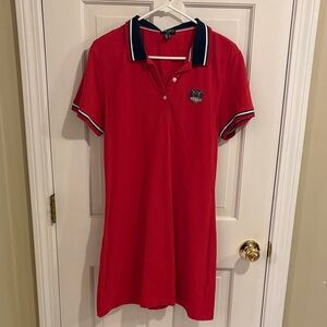 Kenzo size 10 Vibrant Red Polo Dress with Iconic Logo like new
